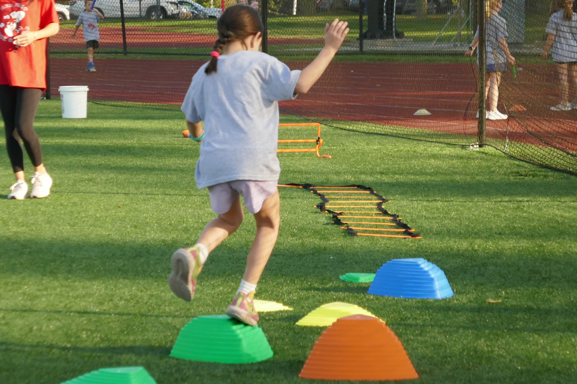 Child doing obstacle course